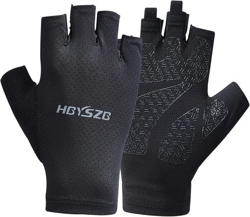 قفازات صيد LJCUTE للحماية من الشمس بدون أصابع للرجال والنساء، قفازات مريحة ومسامية لركوب الدراجات، قفازات مقاومة للانزلاق ومقاومة للاهتراء للمشي لمسافات طويلة والقيادة والصيد والجري in Kuwait