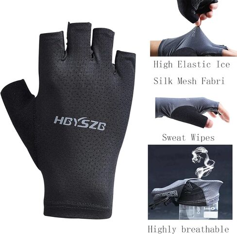 قفازات صيد LJCUTE للحماية من الشمس بدون أصابع للرجال والنساء، قفازات مريحة ومسامية لركوب الدراجات، قفازات مقاومة للانزلاق ومقاومة للاهتراء للمشي لمسافات طويلة والقيادة والصيد والجري in Kuwait