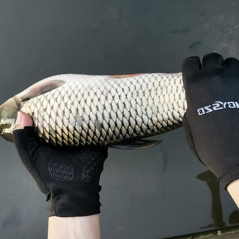 قفازات صيد LJCUTE للحماية من الشمس بدون أصابع للرجال والنساء، قفازات مريحة ومسامية لركوب الدراجات، قفازات مقاومة للانزلاق ومقاومة للاهتراء للمشي لمسافات طويلة والقيادة والصيد والجري in Kuwait