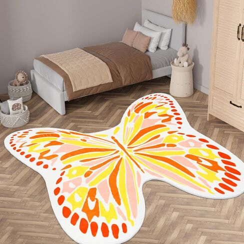 سجادة AKASISRUG للأطفال على شكل فراشة مقاس 3 × 4 أقدام فائقة النعومة وكومة منخفضة للأطفال، سجادة لعب للأطفال قابلة للغسل، لطيفة ملونة وغير قابلة للانزلاق، سجادة منطقة الحضانة للأطفال الصغار ديكور غرفة نوم (متعدد الألوان) in Kuwait
