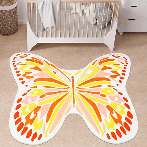 سجادة AKASISRUG للأطفال على شكل فراشة مقاس 3 × 4 أقدام فائقة النعومة وكومة منخفضة للأطفال، سجادة لعب للأطفال قابلة للغسل، لطيفة ملونة وغير قابلة للانزلاق، سجادة منطقة الحضانة للأطفال الصغار ديكور غرفة نوم (متعدد الألوان) in Kuwait