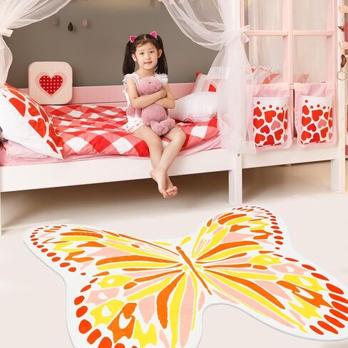 سجادة AKASISRUG للأطفال على شكل فراشة مقاس 3 × 4 أقدام فائقة النعومة وكومة منخفضة للأطفال، سجادة لعب للأطفال قابلة للغسل، لطيفة ملونة وغير قابلة للانزلاق، سجادة منطقة الحضانة للأطفال الصغار ديكور غرفة نوم (متعدد الألوان) in Kuwait