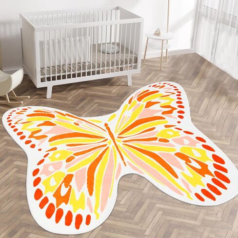 سجادة AKASISRUG للأطفال على شكل فراشة مقاس 3 × 4 أقدام فائقة النعومة وكومة منخفضة للأطفال، سجادة لعب للأطفال قابلة للغسل، لطيفة ملونة وغير قابلة للانزلاق، سجادة منطقة الحضانة للأطفال الصغار ديكور غرفة نوم (متعدد الألوان) in Kuwait