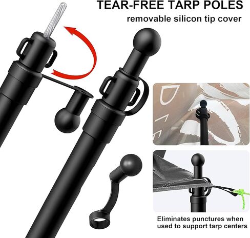 اعمدة خيمة قابلة للتعديل للتخييم مجموعة من قطعتين، قضبان من الالومنيوم بتصميم متداخل مافيك شديد التحمل للمظلات والمظلة والمأوى في الهواء الطلق، محمولة وقابلة لاعادة الاستخدام، 38-93 انش، 3 اقسام مع in Kuwait