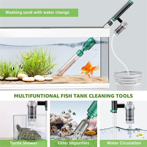 Suness Aquarium Vacuum Gravel Cleaner: 24W Electric Fish Tank Vacuum Gravel Cleaner with Powerful Suction & Timed Off, Automatic 6 in 1 Aquarium Vacuum Cleaner for Water Change Wash Sand Water Filter in Kuwait