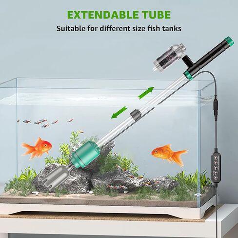 Suness Aquarium Vacuum Gravel Cleaner: 24W Electric Fish Tank Vacuum Gravel Cleaner with Powerful Suction & Timed Off, Automatic 6 in 1 Aquarium Vacuum Cleaner for Water Change Wash Sand Water Filter in Kuwait