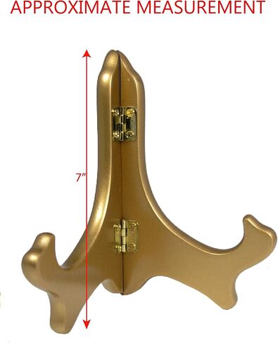 BANBERRY DESIGNS Gold Metallic Wood Easels Premium Quality Display Plate Stand Holder - 7" H - Set of 3 Pieces in Saudi Arabia