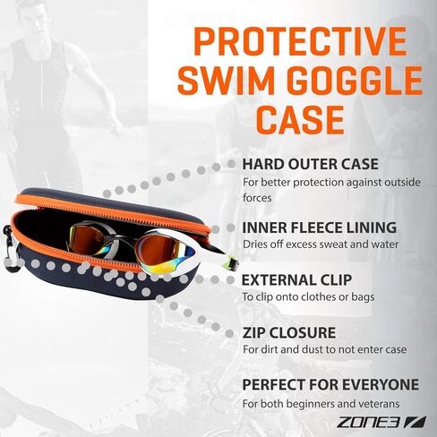 زون 3 حافظة نظارات سباحة، كحلي/برتقالي، مقاس واحد in Kuwait