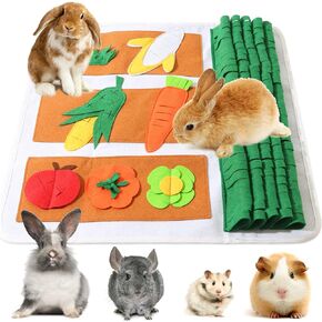 Rabbit Foraging Mat 20" × 20" Machine Washable Polar Fleece Pet Snuffle Mat Encourages Natural Foraging Skills Interactive Games for Bunny, Guinea Pigs, Chinchillas, Small Animals, Dog in Kuwait