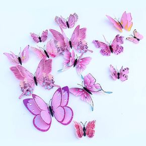 24PCS 3D Butterfly Wall Decals Removable Butterfly Decor for Girls Stickers Kids Bedroom and Room Decoration Art Mural Double Wings colourful in Kuwait