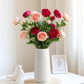 Ceramic Vase for Home Decor, 8 Inch Vase for Flowers, Modern Art Ribbed Vase for Decor Entryway Shelf Living Room Table Decor in Kuwait