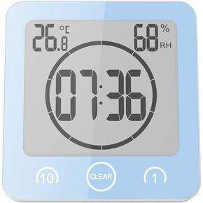AOZBZ Waterproof Shower Clock - Digital Bathroom Wall Clock Shower Timer for Kids Large Screen Indoor Wall Clock with Temperature Display and Suction Cup (Grey) in Saudi Arabia