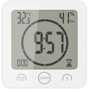 AOZBZ Waterproof Shower Clock - Digital Bathroom Wall Clock Shower Timer for Kids Large Screen Indoor Wall Clock with Temperature Display and Suction Cup (Grey) in Kuwait