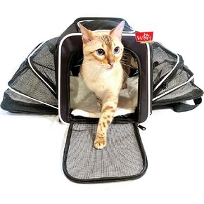 Wigzi Expandable Pet Travel Carrier for Cats, Small Dogs and Pets Up to 20lbs with Rechargeable Interior LED Light - TSA Airline Approved, Expandable Soft Sided Walls, 4-Doors and Removable Padding in Kuwait
