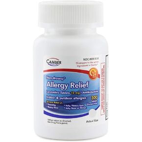 Camber Consumer Care Loratadine 10mg Allergy Pills, Antihistamine 24 Hour, Non Drowsy Allergy Relief (300 Tablets) in Saudi Arabia