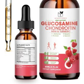 Glucosamine Chondroitin MSM Liquid Drops w/ Turmeric Boswellia Quercetin Bromelain-Antioxidant Support for Back,Knee Relief-Vegan Joint Support Supplement Support Healthy Joints, Mobility & Cartilage in Kuwait