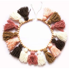 Decocove Tassel Garland - Boho Tassel Garland with Wood Beads - Wall Decor for Dorm, Girls Room and Nursery Room (50 inch) in Kuwait