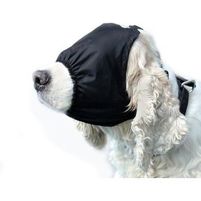 DELIFUR Dog Muzzle Pet Eye Cover Dog Blindfold Thunder Cap for Dogs Eye Mask Nylon Shading for Grooming Anti Car Sickness Adjustable(M)
