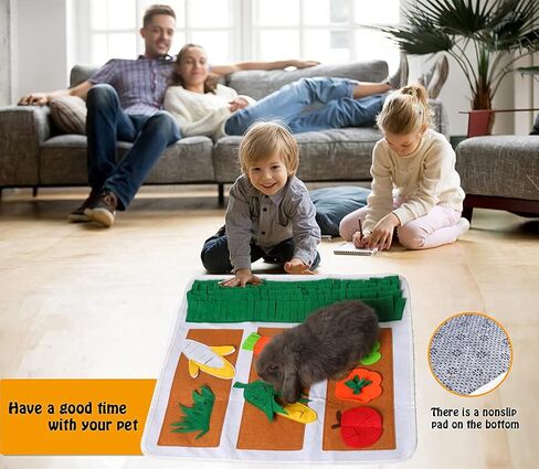 Rabbit Foraging Mat 20" × 20" Machine Washable Polar Fleece Pet Snuffle Mat Encourages Natural Foraging Skills Interactive Games for Bunny, Guinea Pigs, Chinchillas, Small Animals, Dog in Kuwait