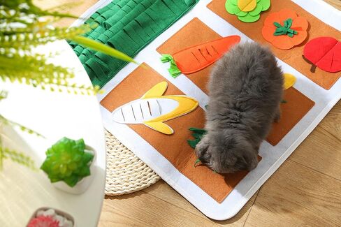 Rabbit Foraging Mat 20" × 20" Machine Washable Polar Fleece Pet Snuffle Mat Encourages Natural Foraging Skills Interactive Games for Bunny, Guinea Pigs, Chinchillas, Small Animals, Dog in Kuwait