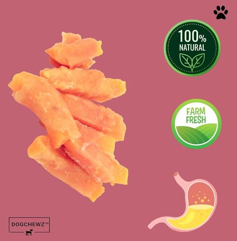DOGCHEWZ™ Premium Chicken Wrapped Sweet Potato Jerky Treats for Dogs | Size: 1 LB (37-41 Pieces) | Made with Real Chicken and Sweet Potato, Easily Digestible, Long Lasting in Kuwait