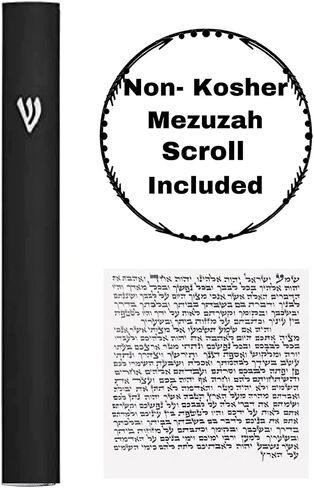حافظة A&S Mezuzot Alumium Mezuzah باللون الفضي بتصميم شين مقاوم للطقس، باب Mezuza Judaica Art لمباركة المنزل (أسود، 5 بوصات) in Saudi Arabia