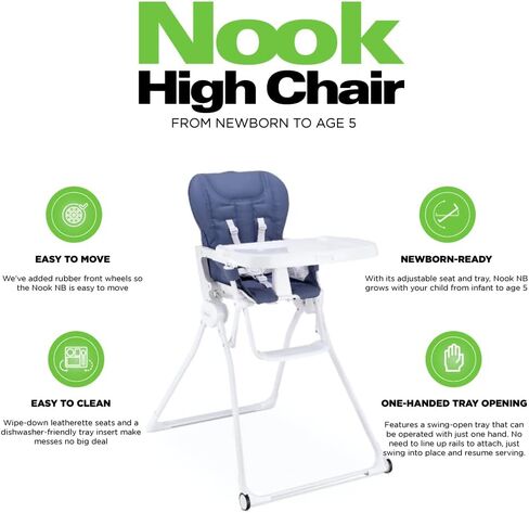كرسي مرتفع Joovy Nook NB يتميز بصينية مفتوحة قابلة للتعديل بأربعة أوضاع، ومقعد قابل للإمالة بثلاثة أوضاع، وعجلات أمامية لمزيد من الحركة - يمكن طيه بشكل مسطح لسهولة التخزين، لائحة in Saudi Arabia