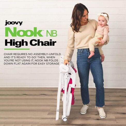 كرسي مرتفع Joovy Nook NB يتميز بصينية مفتوحة قابلة للتعديل بأربعة أوضاع، ومقعد قابل للإمالة بثلاثة أوضاع، وعجلات أمامية لمزيد من الحركة - يمكن طيه بشكل مسطح لسهولة التخزين، لائحة in Saudi Arabia