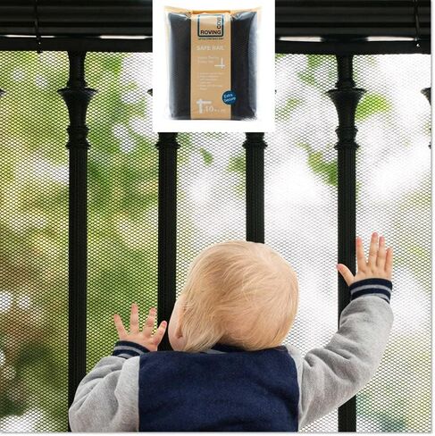 Roving Cove Stair Banister Guard 10ft x 3ft, Railing Safety Net for Baby Proofing, Child Safety Stairway Cover, Balcony Mesh Netting, Ebony Black in Saudi Arabia