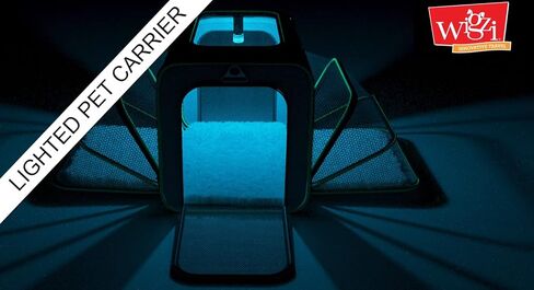 Wigzi Expandable Pet Travel Carrier for Cats, Small Dogs and Pets Up to 20lbs with Rechargeable Interior LED Light - TSA Airline Approved, Expandable Soft Sided Walls, 4-Doors and Removable Padding in Kuwait
