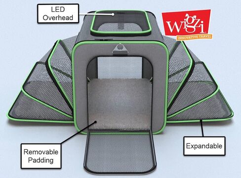 Wigzi Expandable Pet Travel Carrier for Cats, Small Dogs and Pets Up to 20lbs with Rechargeable Interior LED Light - TSA Airline Approved, Expandable Soft Sided Walls, 4-Doors and Removable Padding in Kuwait