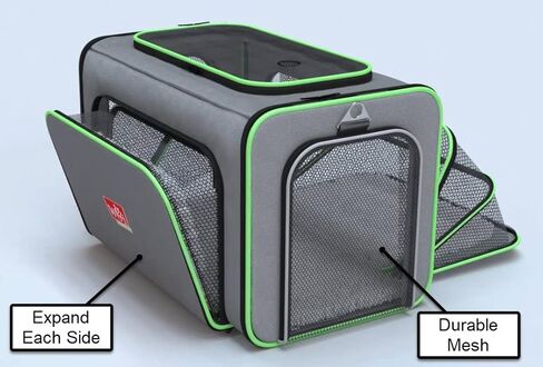 Wigzi Expandable Pet Travel Carrier for Cats, Small Dogs and Pets Up to 20lbs with Rechargeable Interior LED Light - TSA Airline Approved, Expandable Soft Sided Walls, 4-Doors and Removable Padding in Kuwait