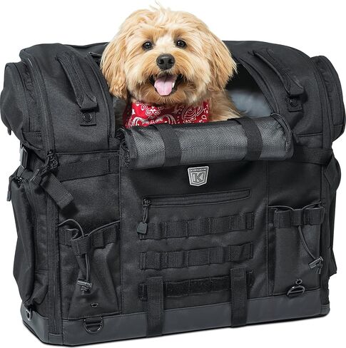 Kuryakyn 5723 Titan Pet Palace: Portable Weather Resistance and Heat Reducing Motorcycle Dog/Cat Carrier Crate for Touring Seat, Black Large in Saudi Arabia
