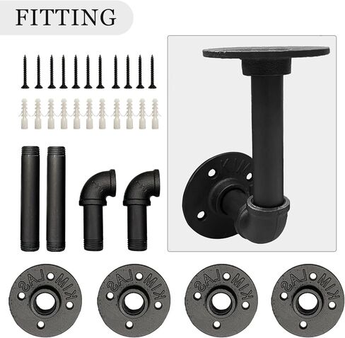 او اف اي ال ال اي اس حامل شموع معدني اسود يثبت على الحائط، مجموعة من قطعتين للشموع العمودية والانابيب، حامل رف عائم يثبت على الحائط لغرفة المعيشة وغرفة النوم وغرفة الطعام وديكور الحائط in Kuwait