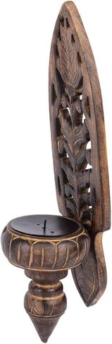 روستيسيتي® حامل شموع خشبي يثبت على الحائط - مجموعة من قطعتين | مصنوع يدويًا | (15 انش × 4.5 انش) in Kuwait