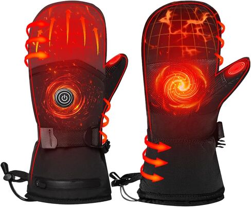 Juuka Heated Mittens Gloves for Men Women Rechargeable Heated Ski Gloves with 3 Heating Levels Touch Screen Waterproof for Hiking Skiing Snowboarding Camping in Kuwait