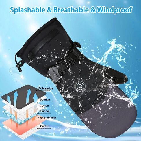 Juuka Heated Mittens Gloves for Men Women Rechargeable Heated Ski Gloves with 3 Heating Levels Touch Screen Waterproof for Hiking Skiing Snowboarding Camping in Kuwait