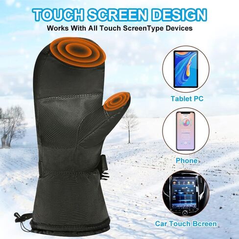 Juuka Heated Mittens Gloves for Men Women Rechargeable Heated Ski Gloves with 3 Heating Levels Touch Screen Waterproof for Hiking Skiing Snowboarding Camping in Kuwait