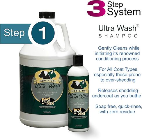 Best Shot Ultra Wash Shampoo with Pet Coat Release Technology, Coat and Skincare Product for Dogs, Horses, and Cats, Soap-Free, Quick-Rinsing, 1 Gallon in Kuwait