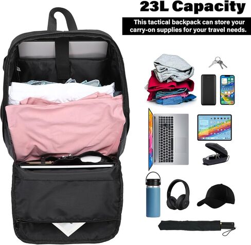 MOSISO 23L Tactical Backpack with Bottom Insulated Cooler, Military Daypack 3 Day Assault Pack Army Rucksack Bug Out Bag with USA Flag Patch for Men Women Sport Outdoor Hiking Camping Training, Black in Saudi Arabia
