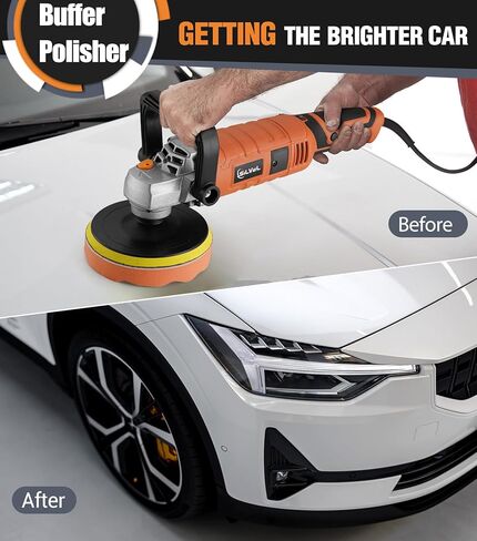 ملمع عازل للسيارة من دكينيكور، 1600 وات 7 بوصة/6 بوصة، ملمع شمعي للسيارة، 7 سرعات متغيرة 1000-3500 دورة في الدقيقة، مقبض قابل للفصل للسيارة، صنفرة القوارب، التلميع، إزالة الشعر بالشمع in Kuwait