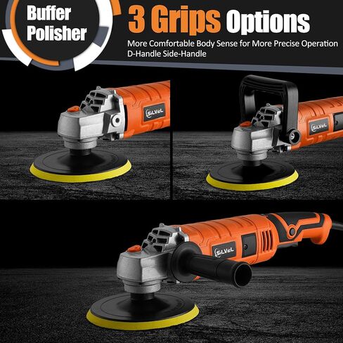ملمع عازل للسيارة من دكينيكور، 1600 وات 7 بوصة/6 بوصة، ملمع شمعي للسيارة، 7 سرعات متغيرة 1000-3500 دورة في الدقيقة، مقبض قابل للفصل للسيارة، صنفرة القوارب، التلميع، إزالة الشعر بالشمع in Kuwait