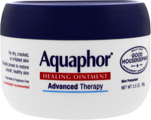 Aquaphor Healing Ointment, 3.5 oz., Moisturizes and Soothes Dry, Cracked, Irritated Skin, Use on Chapped Lips Hands or Feet, Fragrance Free, Latex Free, Hypoallergenic, Promotes Healthy Skin in Kuwait
