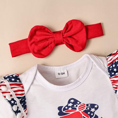 ملابس DOMOABEI My Fisrt 4th من يوليو لحديثي الولادة ملابس للأطفال الرضع في 4th من يوليو ملابس للبنات تنورة بحمالات ذات علم أمريكي لطيف in Kuwait