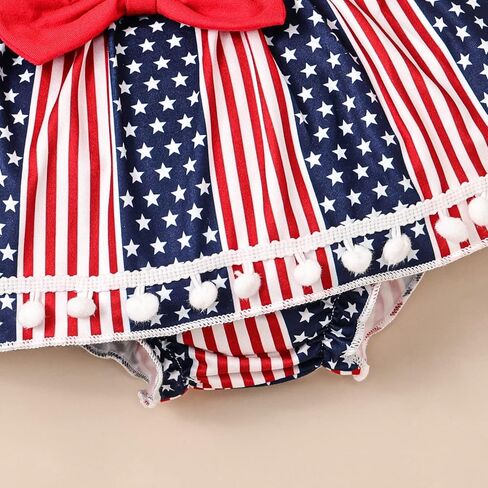 ملابس DOMOABEI My Fisrt 4th من يوليو لحديثي الولادة ملابس للأطفال الرضع في 4th من يوليو ملابس للبنات تنورة بحمالات ذات علم أمريكي لطيف in Kuwait