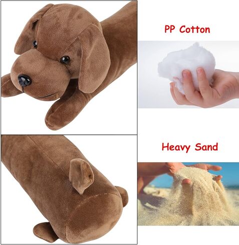 sanlykate الكلب تحت مسودة الباب سدادة لأسفل الباب، 3lb 34-36 بوصة الثقيلة الزخرفية النسيج الحيوان مسودة مانع الباب، توفير الطاقة عازلة للصوت الحرس، منقوشة البني in Kuwait