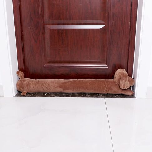 sanlykate الكلب تحت مسودة الباب سدادة لأسفل الباب، 3lb 34-36 بوصة الثقيلة الزخرفية النسيج الحيوان مسودة مانع الباب، توفير الطاقة عازلة للصوت الحرس، منقوشة البني in Kuwait