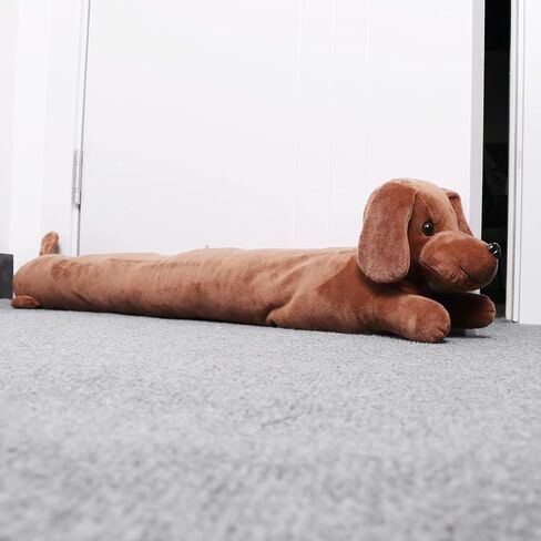 sanlykate الكلب تحت مسودة الباب سدادة لأسفل الباب، 3lb 34-36 بوصة الثقيلة الزخرفية النسيج الحيوان مسودة مانع الباب، توفير الطاقة عازلة للصوت الحرس، منقوشة البني in Kuwait