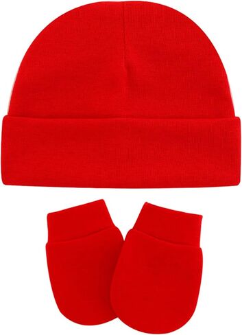 DOOVID Newborn Hats and Mittens Set Infant Beanie Baby Hat Kint Cotton Hostipal Hats Gloves Mittens for Boys Girls in Saudi Arabia