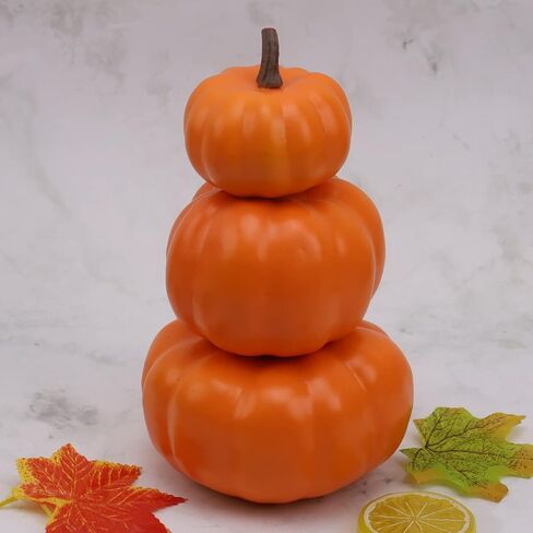 Gresorth Stacked White Pumpkins Towel Fake Artificial Halloween Decoration DIY Crafts Paintable Pumpkin for Home Party Table Kitchen Wedding Decorating in Saudi Arabia